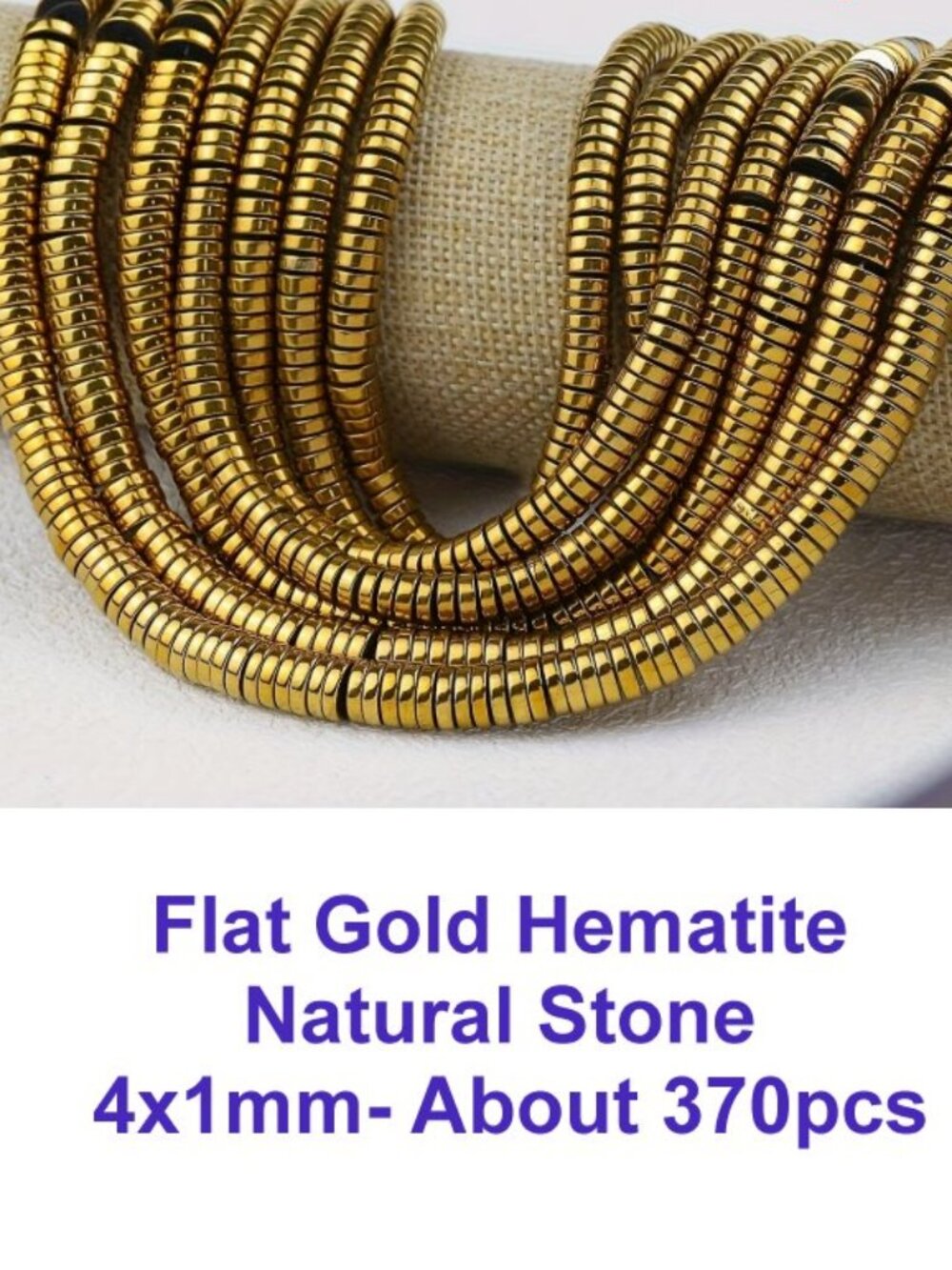 Flat Round Spacer Gold Hematite Bead 4x1mm About 370pcs